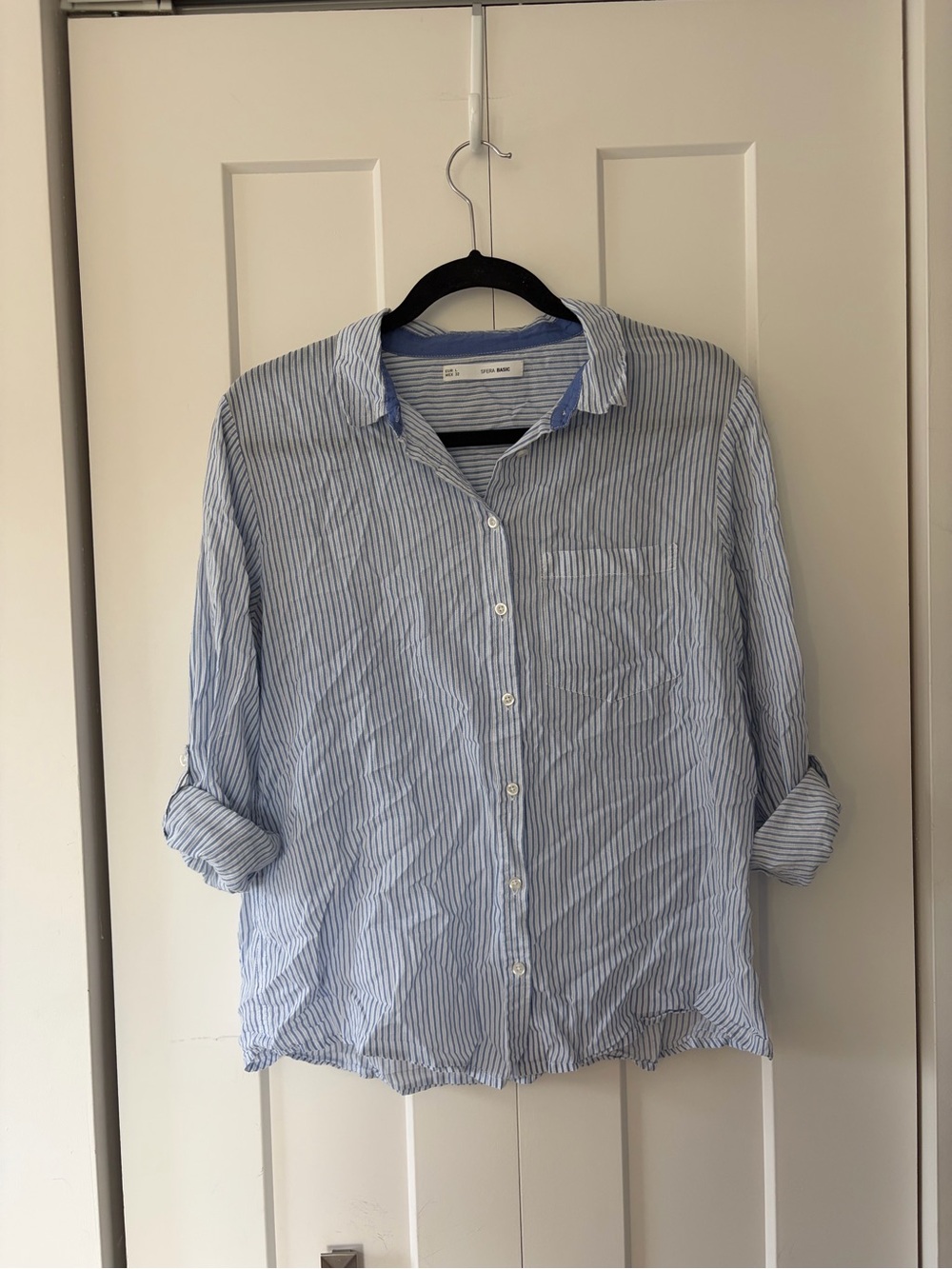 SFERRA Light Blue & White Striped Casual Button-Down Shirt
